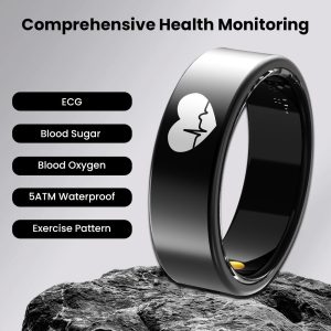 R07 Blood Glucose ECG/EKG Blood Pressure Monitoring AI Health Analysis Smart Ring